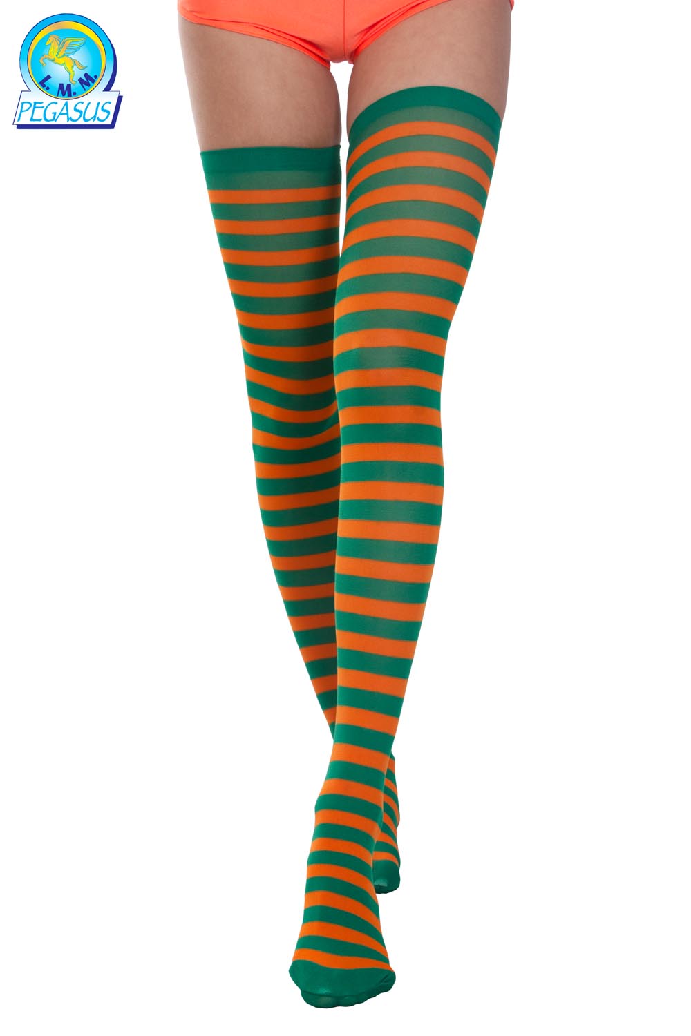 CALZE PARIGINE RIGATE ARANCIO VERDE ADULTE